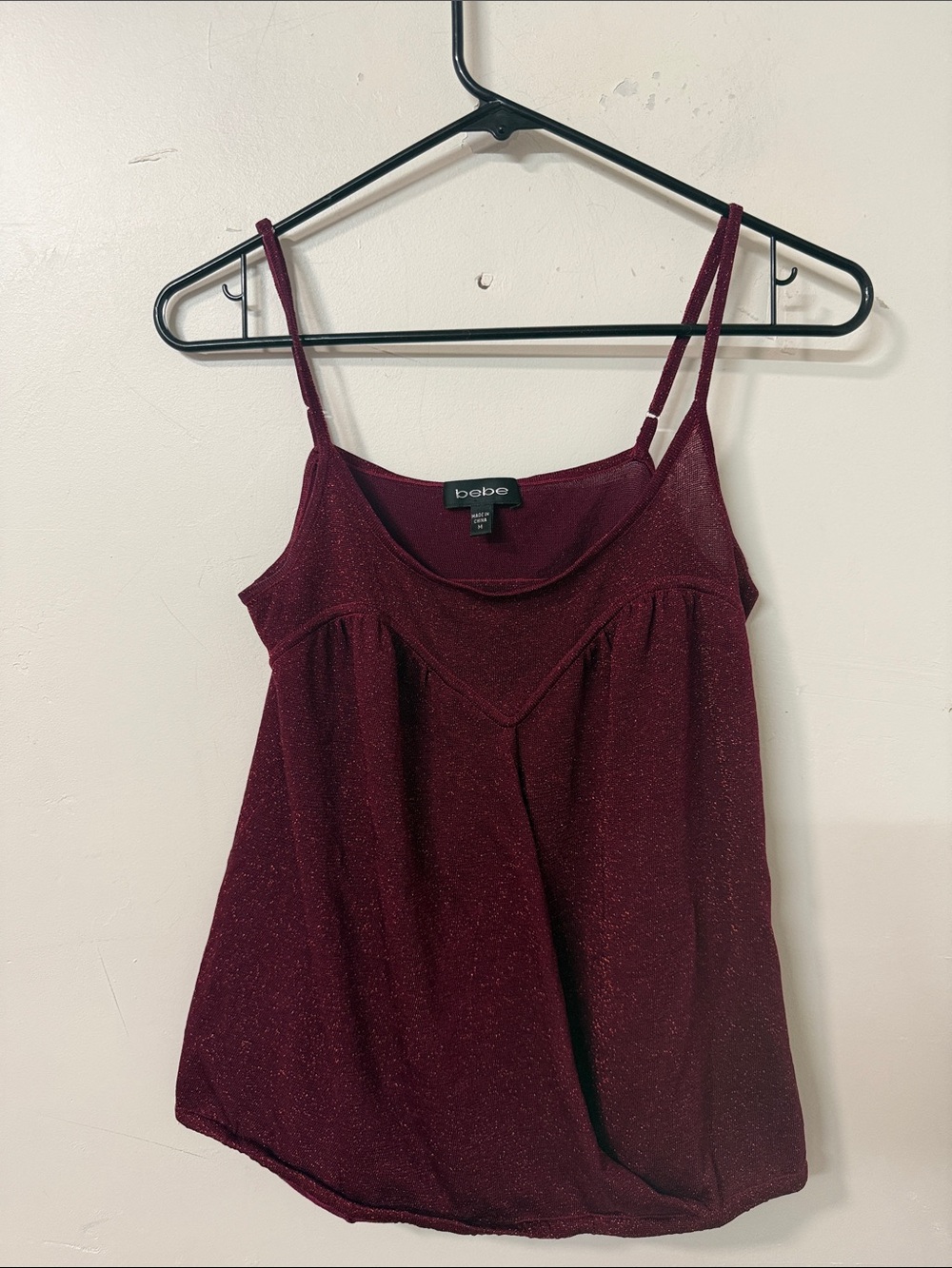 bebe Wine Sparkle Camisole Tank